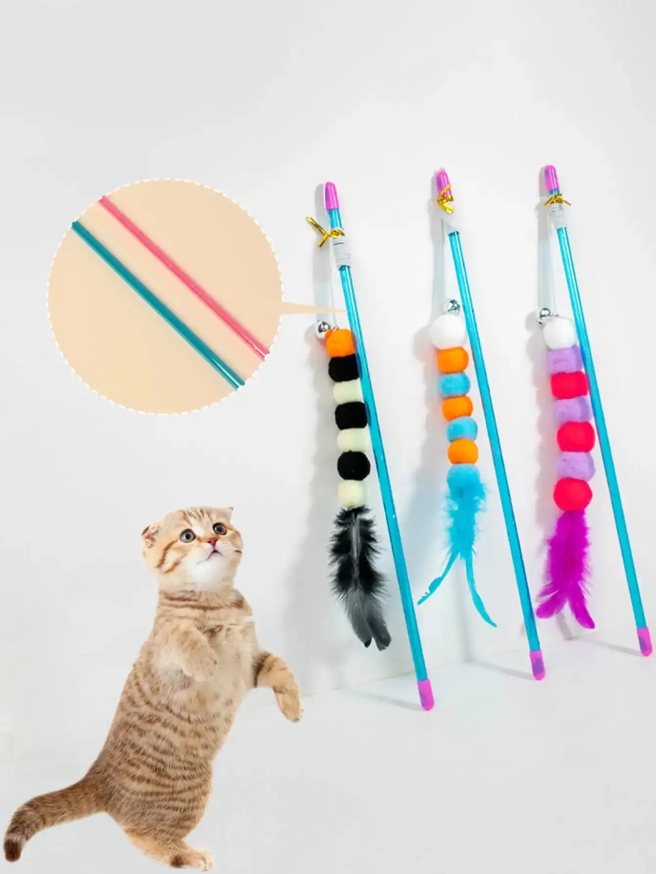 Baguette de Jeu pour Chat – Ficelle Élastique & Fourrure - FurissimoStore