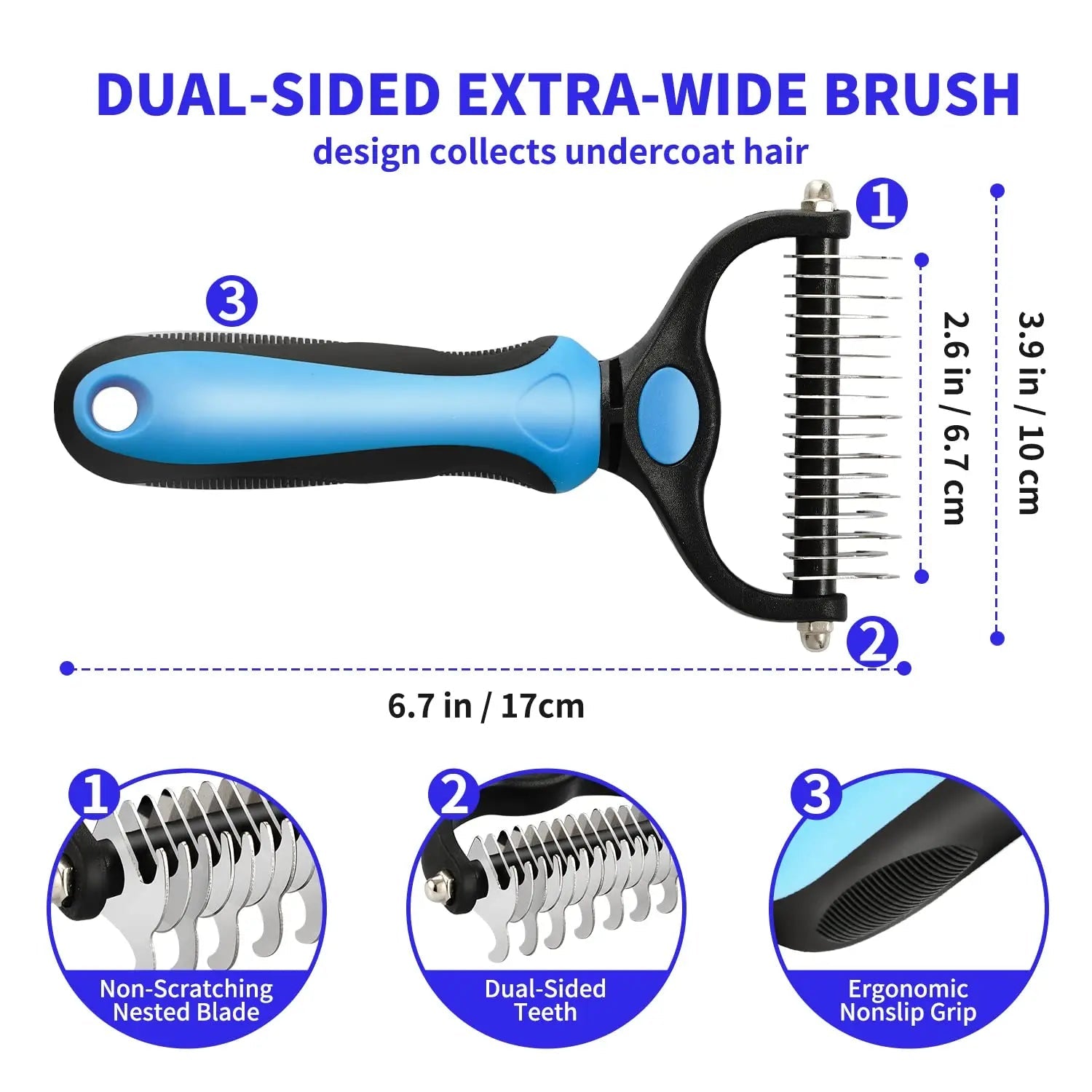 Professional Pet Deshedding Brush Dog Hair Remover Pet Fur Knot Cutter Puppy Cat Comb Brushes Dogs Grooming Shedding Supplies - FurissimoStore